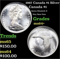 1967 Canada $1 Silver Grades Choice+ Unc