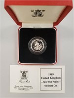 1989 Great Britain Silver Proof Piedfort 1 Pound C