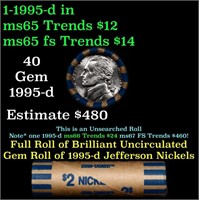 Shotgun Jefferson 5c roll, 1995-d 40 pcs Coin-Tain