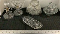 Various glass pieces, bunny bowl, cheese bowl