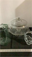 Glass pedestal cake stand with cover, glass