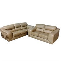 Leather sofa and loveseat lot