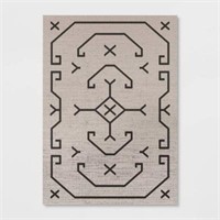 7'10x10' Linear Global Outdoor Rug Ivory/black -