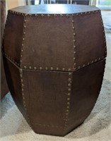 LEATHER LOOK ACCENT STORAGE TABLE 14X20