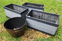 GROUP OF CRATE LOOK PLANTERS 24IN