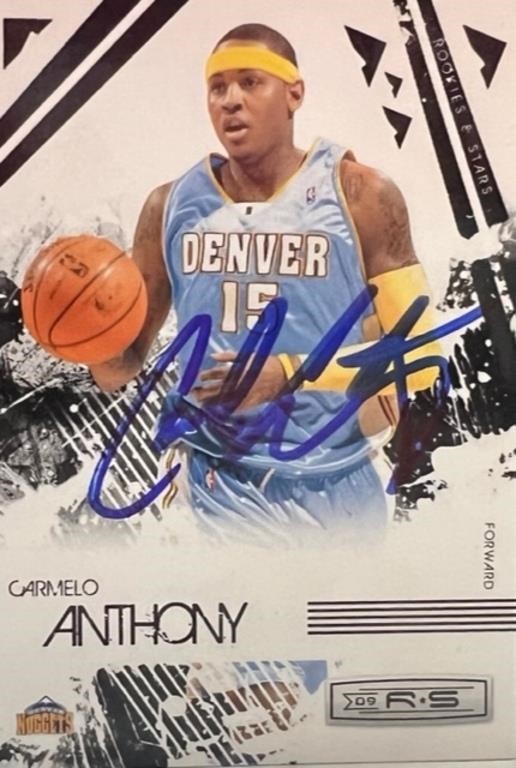 Nuggets Carmelo Anthony Signed Card with COA