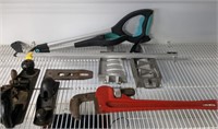 ASSORTED TOOLS, PIPE WRENCH