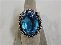 German Silver Blue Topaz Ring