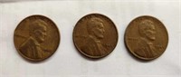 1945 No Mint, D, & S Wheat Pennies