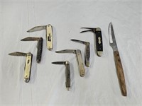 7 Vintage Pocket Knives, Steak Knife