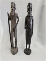2 Black African Teakwood Carved Sculptures