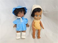 2 Vintage Black Americana Plastic Jointed Dolls