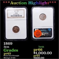 Proof ***Auction Highlight*** NGC 1869 Three Cent