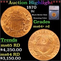 ***Auction Highlight*** 1870 Two Cent Piece 2c Gra