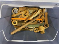 Lot of large industrial box end wrenches and misc