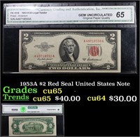 1953A $2 Red Seal United States Note Graded cu65 B