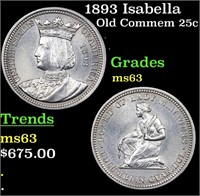 1893 Isabella Isabella Quarter 25c Grades Select U