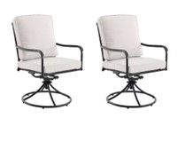 Seacrest 2 Black Steel Frame Swivel Dining Chairs