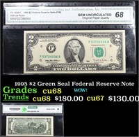 1995 $2 Green Seal Federal Reserve Note Graded cu6