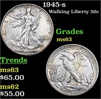 1945-s Walking Liberty Half Dollar 50c Grades Sele