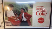 Vintage Cocacola Cardboard Poster in frame