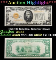 ***Auction Highlight*** 1928 $20 Gold Seal Gold Ce