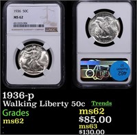 NGC 1936-p Walking Liberty Half Dollar 50c Graded