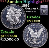Proof ***Auction Highlight*** 1894 Morgan Dollar 1