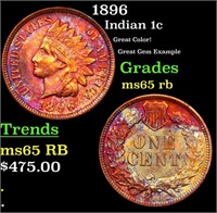 1896 Indian Cent 1c Grades GEM Unc RB
