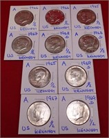 10 - 40% Silver Kennedy Halves - various dates