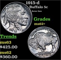 1915-d Buffalo Nickel 5c Grades Select Unc