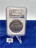 NGC 2021 P Early Release MS69 Silver Eagle Coin