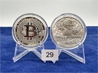 (2) 1oz .999 Silver BITCOIN & Wall St Bets Coins