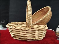 1 Large Wooden & 1 Large Wicker Basket
