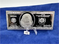 4oz .999 Fine Silver Replica $100 Bill