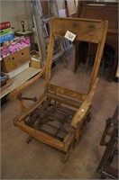 Antique Carpet Rocking Chair Frame w/Springs