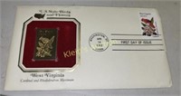 w va state birds gold stamp first day cover