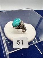 Native American Sterling Turquoise Ring Size 8.5