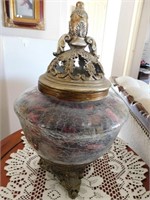 15" Tall Crackle Glass Potpourri Vase