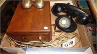 Vintage Wood Box Telephone