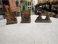 Pair Of Vintage Iron Bookends & Bras Gray Hound