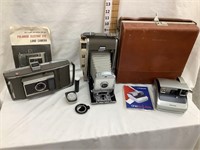 (3) Vintage Polaroid Cameras & Case