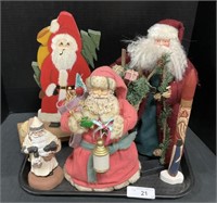 Santa Wooden Figures And Tree Toppers.