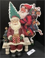 Resin Santa Sitting On Bench Figure, Standing