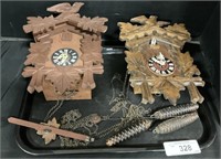 Pair of Wooden German Cuckoo Clocks.