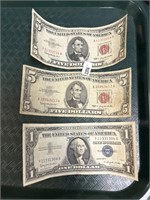 Blue and Red Sealed Bills.