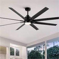 72 In. Matte Black Ceiling Fan With Integarted Led