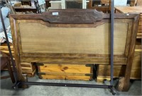 Vintage Wicker Wood Bed Frame.