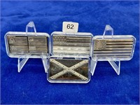 (4) The Kennedy Mint 20g Bars FLAGS .999 Silver