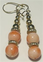 14KT YELLOW GOLD CORAL EARRINGS 4.30 GRS